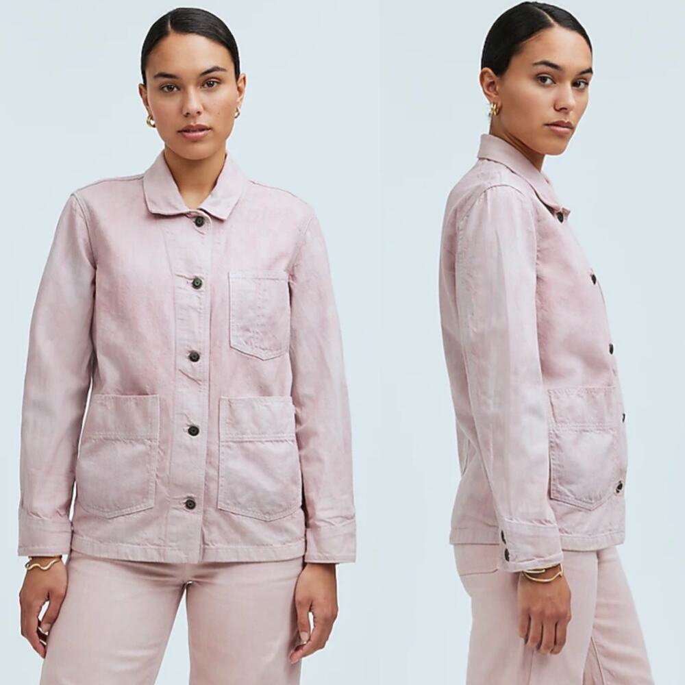 NWOT Madewell x MN Dye Studio Denim Chore Coat Jacket Shaded Pink XS‎ NO906